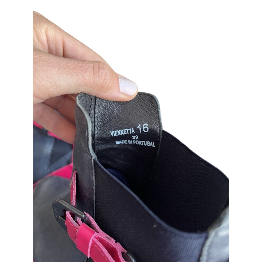 Swear London Black Pink Leather Strappy Viennetta 16 Ankle Boot Size 39 8.5 - Picture 5 of 10